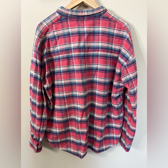 Sundance Flannel Plaid Blue Pink Button Up Size XL - Picture 2 of 6